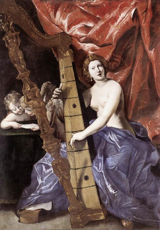 LANFRANCO, Giovanni Venus Playing the Harp (Allegory of Music) sg Norge oil painting art